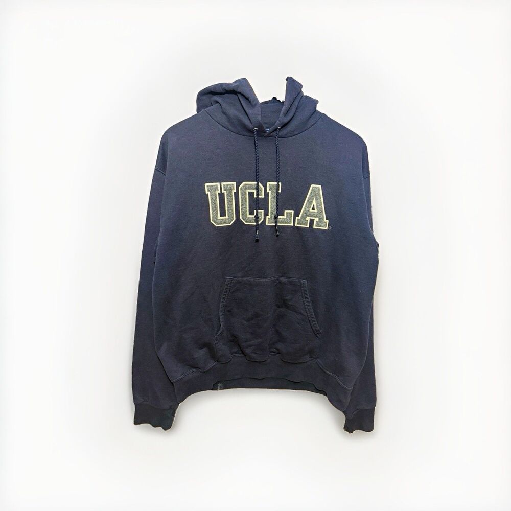 Vintage Y2K Champion UCLA Bruins Hoodie Mens M Navy Applique Spellout NCAA
